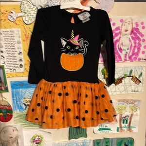 Girls 4t counting daisy’s halloween cat pumpkin dress with matching pants